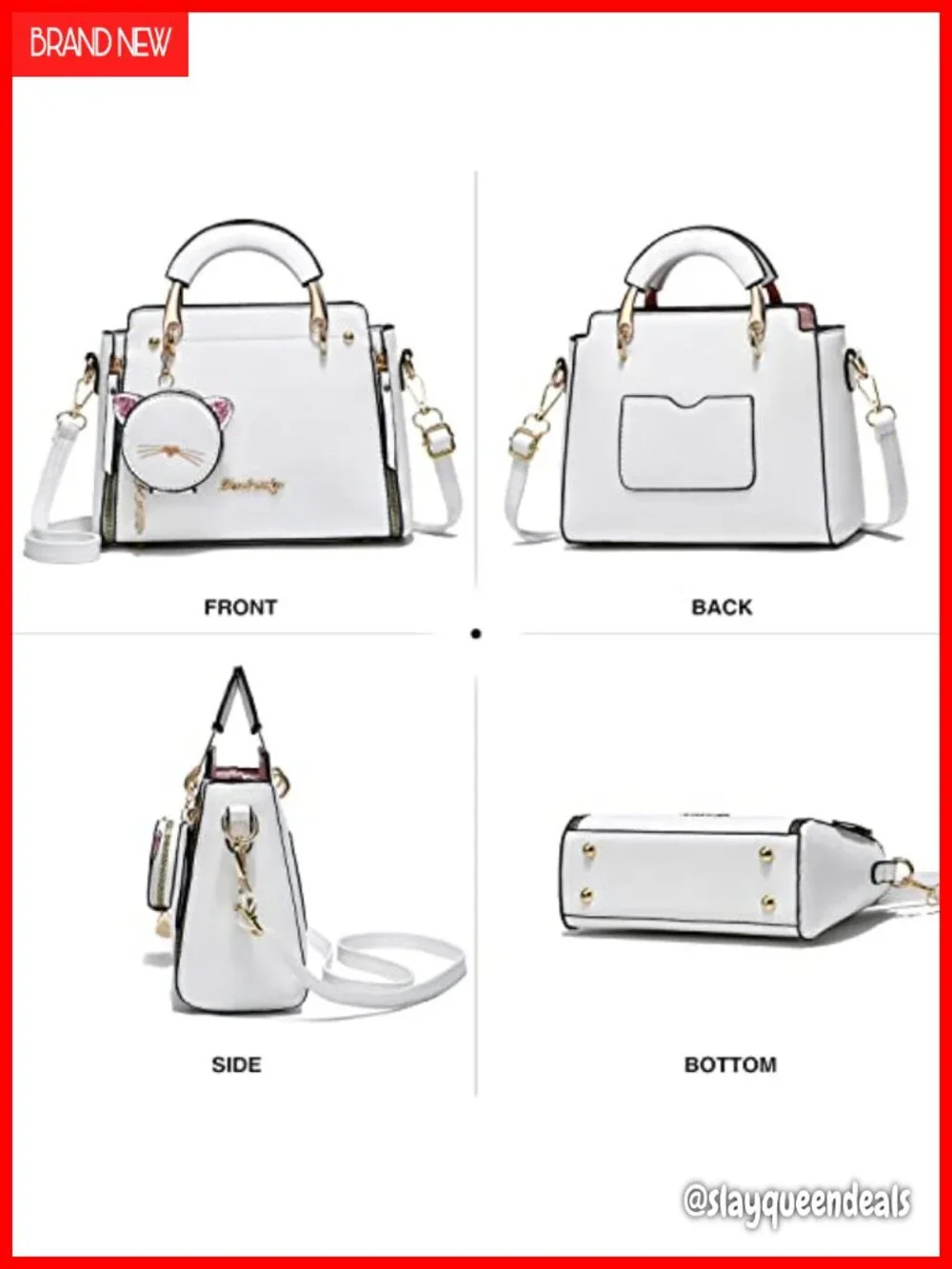 Women's PU Leather Crossbody Satchel Bag Top Handle Tote Shoulder Bag